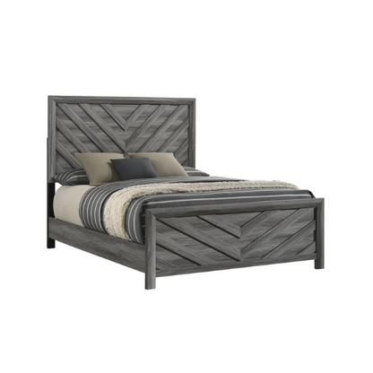 Stylish Dark Grey Wooden 5-Piece Twin Bedroom Set: Luxurious Rustic Solid Wood Design