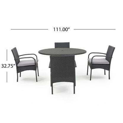 5-Piece Outdoor Wicker Dining Set | Includes Water-Resistant Cushions for Comfort and Durability