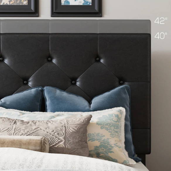 Queen Size Upholstered Platform Storage Bed with Tufted Button Accent Design