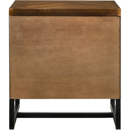 Industrial Mid-Century Modern Platform Bedroom Set with Herringbone Design Headboard – Stylish and Versatile