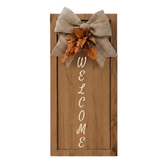 Welcome to Autumn Wooden Sign with Burlap