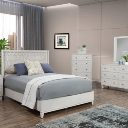 Modern Panel Configurable Bedroom Set with Honeycomb Design Headboard – Stylish and Contemporary with Sleek Lines and Sophisticated Appeal