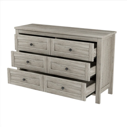 3-Piece Farmhouse Queen Bedroom Set – Platform Bed with Sliding Door Storage Headboard and Charging, Nightstand, and Dresser – Modern Design with Ample Storage
