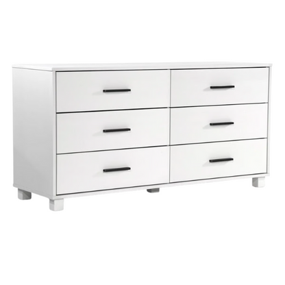 Rustic White King 5-Piece Solid Wood Bedroom Set – Bed, 2 Nightstands, 6-Drawer Dresser, and 5-Drawer Chest