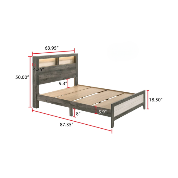 Stylish 6-Piece LED Platform Queen Bedroom Set in Cream and Brown – Modern Elegance with Ambient Lighting