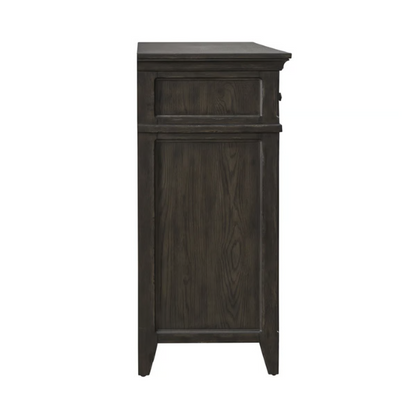 Rustic Elegance 3-Piece King Panel Bed, Dresser & Mirror Set in Saddle Brown – Crafted with Rubberwood and Split Heart White Oak Veneers, Soft-Close Drawers, Cedar Lining, Antique Pewter Hardware, and Crown Molding Details