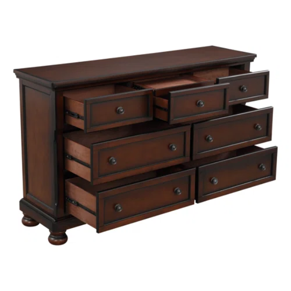 Transitional 3-Piece Queen Platform Bedroom Set with Hidden Storage – Includes Nightstand, Dresser, and Bed with Traditional Bun Feet and Rich Medium Brown Finish
