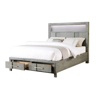 Elegant Platform Storage 4-Piece Queen Bedroom Set – Timeless Design with Modern Functionality, Includes Bed, Dresser, Mirror, and Nightstand