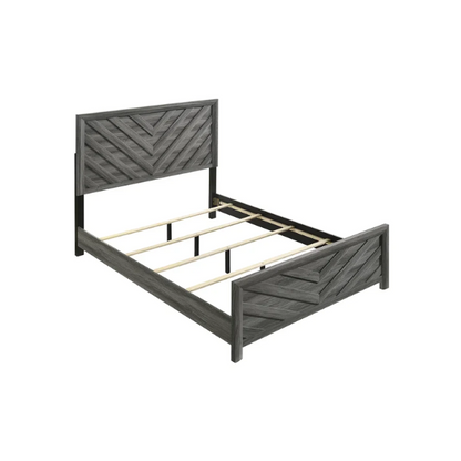 Stylish Dark Grey Wooden 5-Piece Twin Bedroom Set: Luxurious Rustic Solid Wood Design