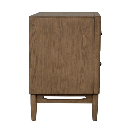 4-Piece Queen Bedroom Set with Panel Bed, 2 Nightstands, and Chest – Medium Brown Oak Finish