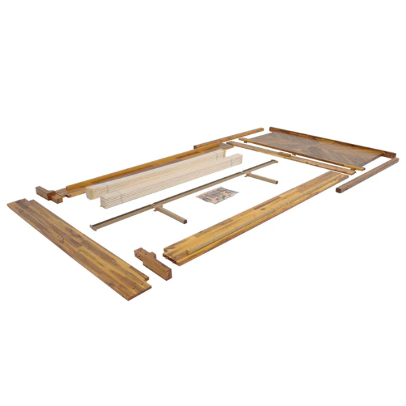 Solid Wood Platform King Size Bed with Headboard – Rustic Wood Frame with Steel Reinforcement for Ultimate Stability and Comfort