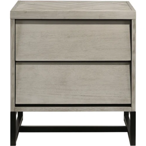 Industrial Mid-Century Modern Platform Bedroom Set with Herringbone Design Headboard – Stylish and Versatile