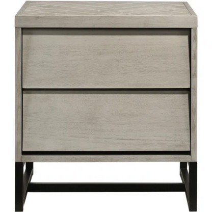Industrial Mid-Century Modern Platform Bedroom Set with Herringbone Design Headboard – Stylish and Versatile