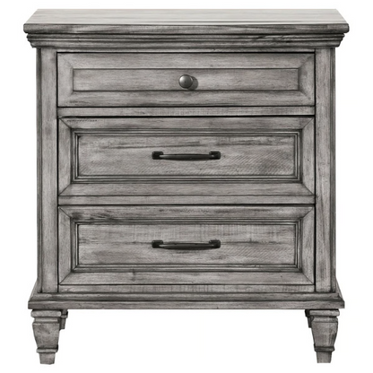 Exquisite Old-World Charm with Glamorous Flair – 5-Piece King Bedroom Set in Grey with Crown Molding, Felt-Lined Drawers, and Built-In Outlets