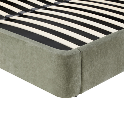 Premium Upholstered Aurora Lift-Up Storage Bed with Elegant Boucle Performance Fabric, Plush Foam-Padded Headboard, and Spacious Under-Bed Storage for a Clutter-Free Bedroom
