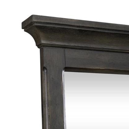 Timeless Queen Bedroom Set with Saddle Brown Panel Bed, Dresser, Mirror, and Antique Pewter Hardware