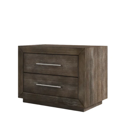 Rustic Mountain Retreat: Solid Wood Platform 4-Piece Bedroom Set – Low-Profile Bed, 9-Drawer Dresser, Nightstand, and Optional 5-Drawer Chest, Crafted from Pine Wood with Warm Finish and Natural Grain Variations for Cozy, Casual Elegance