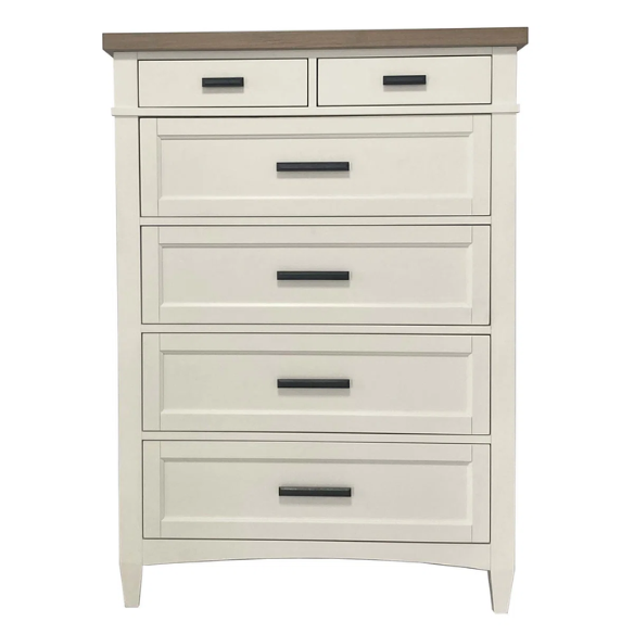 Timeless Craftsman-Inspired 5-Piece Queen Bedroom Set – Includes Storage Bed, 2 Nightstands, Dresser with Mirror, and Chest in Hand-Painted Cotton Finish