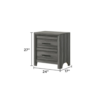 Stylish Dark Grey Wooden 5-Piece Twin Bedroom Set: Luxurious Rustic Solid Wood Design
