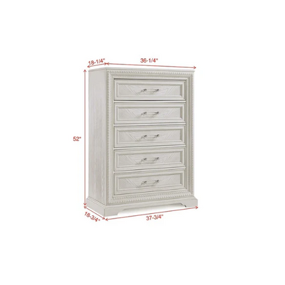 5-Piece Cream Panel Bedroom Set – Timeless Elegance and Tranquil Charm with Elegant Detailing and Durable Craftsmanship