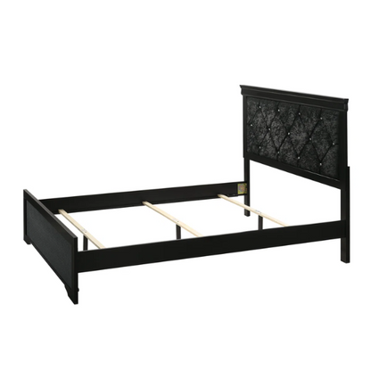Luxurious 5-Piece Full Double Size Bedroom Set – Diamond Tufted Velvet Headboard with Wooden Trim and Elegant Button Detailing