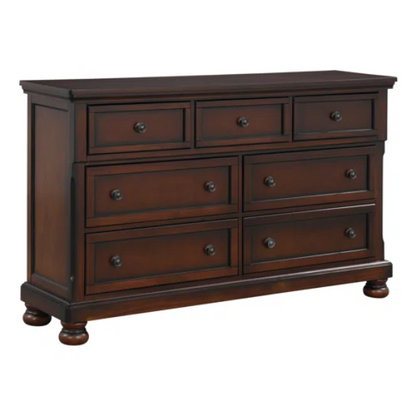 Transitional 3-Piece Queen Platform Bedroom Set with Hidden Storage – Includes Nightstand, Dresser, and Bed with Traditional Bun Feet and Rich Medium Brown Finish