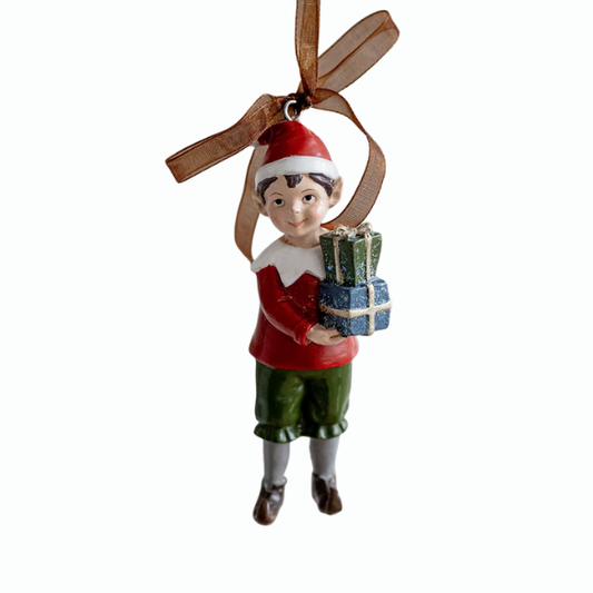 Retro Elf Holding Presents Ornament – Classic Vintage Christmas Décor