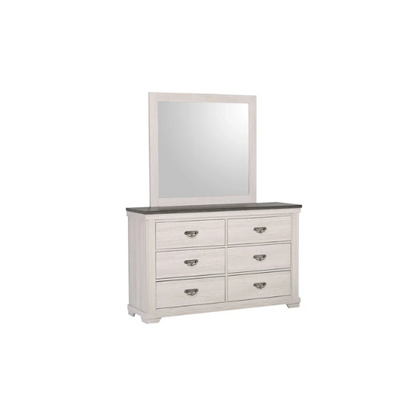 Luxurious Rustic Solid Wood 5-Piece Twin Bedroom Set: Cream & Brown Panel Bed, Dresser, Mirror, Nightstand, and Chest
