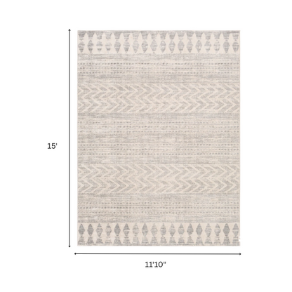 Southwestern-Inspired Geometric Rug – Gray Diamond, Chevron & Dot Patterns on Off-White, Stain-Resistant, Perfect for High-Traffic Areas