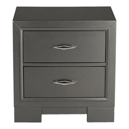 Contemporary 6-Piece Queen Bedroom Set in Solid Grey with LED-Illuminated Headboard, Textured Panels, and Eco-Friendly Rubberwood Construction