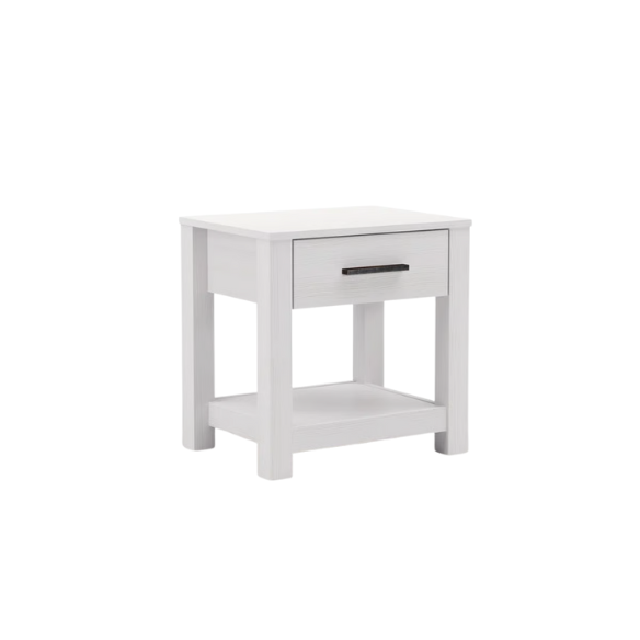 Rustic White King 5-Piece Solid Wood Bedroom Set – Bed, 2 Nightstands, 6-Drawer Dresser, and 5-Drawer Chest