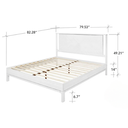 Solid Wood Platform King Size Bed with Headboard – Rustic Wood Frame with Steel Reinforcement for Ultimate Stability and Comfort