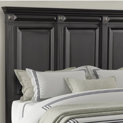 5-Piece King Bedroom Set – Solid Wood Construction with Muted Silver Accents, Fluted Pilasters, French Bracket Foot Bases, and Elegant Dovetail Drawer Detailing for Timeless Sophistication