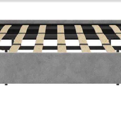 King Size Upholstered Wingback Platform Bed – Luxe Velvet Headboard with Vertical Tufting, Mid-Century Modern Design, and Space-Saving Wooden Frame
