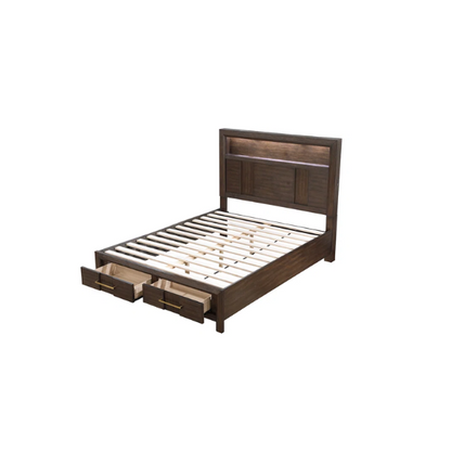 Elegant Platform Storage 4-Piece Queen Bedroom Set – Timeless Design with Modern Functionality, Includes Bed, Dresser, Mirror, and Nightstand