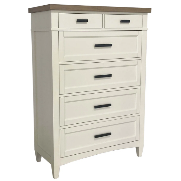 Timeless Craftsman-Inspired 5-Piece Queen Bedroom Set – Includes Storage Bed, 2 Nightstands, Dresser with Mirror, and Chest in Hand-Painted Cotton Finish