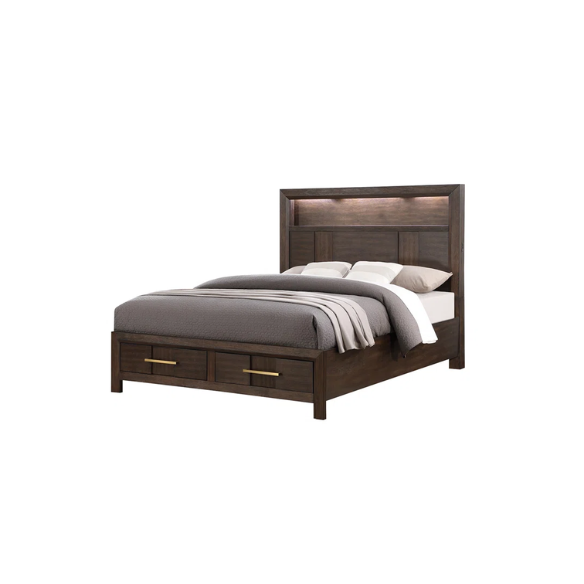 Elegant Platform Storage 4-Piece Queen Bedroom Set – Timeless Design with Modern Functionality, Includes Bed, Dresser, Mirror, and Nightstand