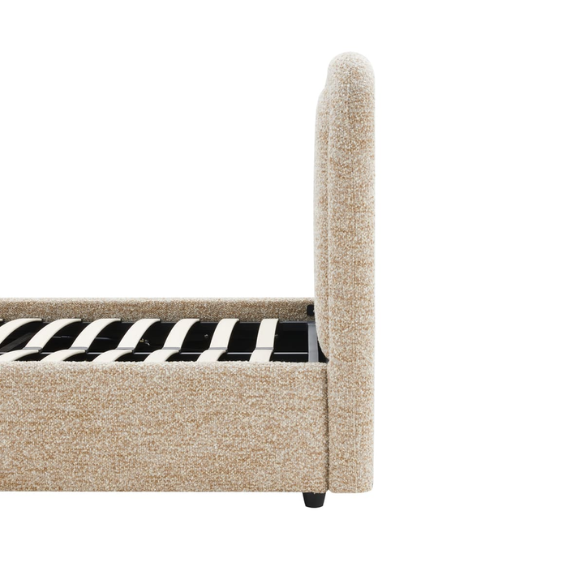 Premium Upholstered Aurora Lift-Up Storage Bed with Elegant Boucle Performance Fabric, Plush Foam-Padded Headboard, and Spacious Under-Bed Storage for a Clutter-Free Bedroom