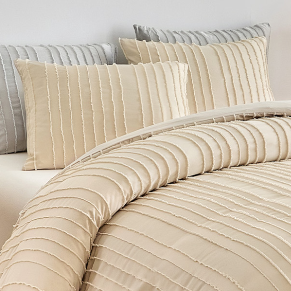 Luxurious Tufted Duvet Cover Set – Queen Size | Striped Textured Boho Bedding | Ultra-Soft Washed Microfiber | 3-Piece Set