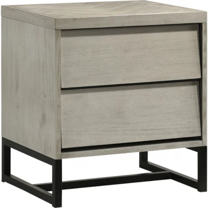 Industrial Mid-Century Modern Platform Bedroom Set with Herringbone Design Headboard – Stylish and Versatile
