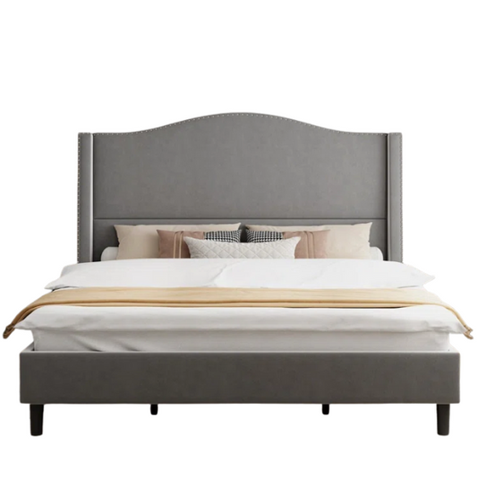 Luxurious Velvet Upholstered Metal Platform Bed – Full/Double Size with Sleek & Stylish Design