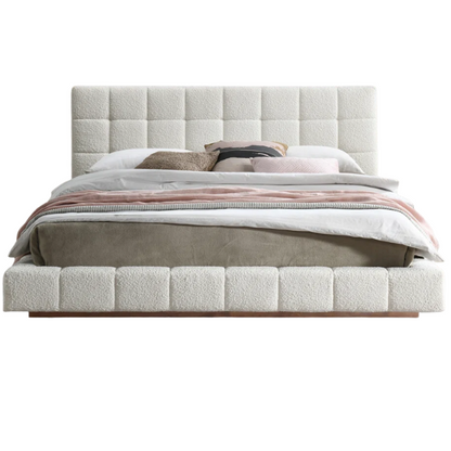 King Size Upholstered Platform Bed with Luxurious Tufted Bouclé Fabric – Modern Elegance, Timeless Sophistication, and Superior Craftsmanship for Your Bedroom Sanctuary