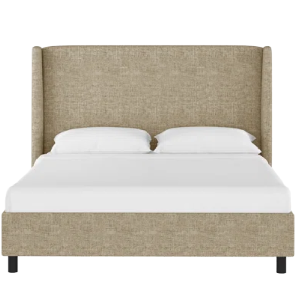 Cozy and Sleek Modern Queen Size Upholstered Wingback Bed