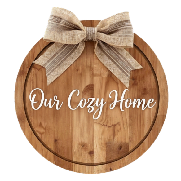 Our Cozy Home Wooden Sign with Burlap Bow