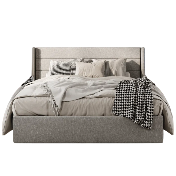 Luxurious Linen Upholstered Hydraulic Lift-Up Storage Platform Bed – Full/Double Size with Sleek Design & Maximized Space