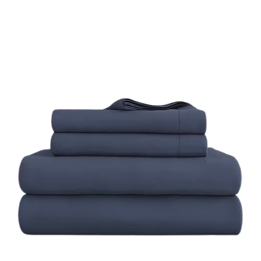 Navy Blue Deep Pocket Microfiber Sheet Set – 4-Piece Soft, Wrinkle-Free Bedding with Pillowcases