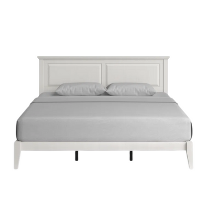 King Size Solid Oak Platform Storage Bed with Inset Panel Headboard, Molding Detail, and Slat System