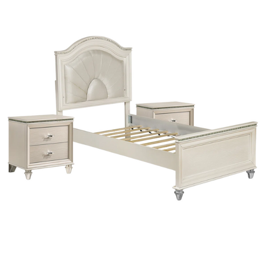 Elegant Pearl White 3-Piece Twin Bedroom Set – Timeless Beauty & Sophisticated Design