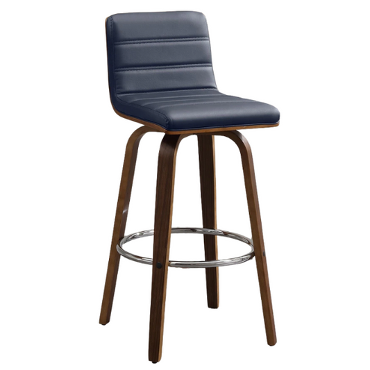 Mid-Century Modern Faux Leather Swivel Counter/Bar Stools – 360° Swivel, Padded PU Leather Seat & Back, Durable Bentwood Legs, Metal Footrest, Supports Up to 440lbs for Home Bar or Kitchen