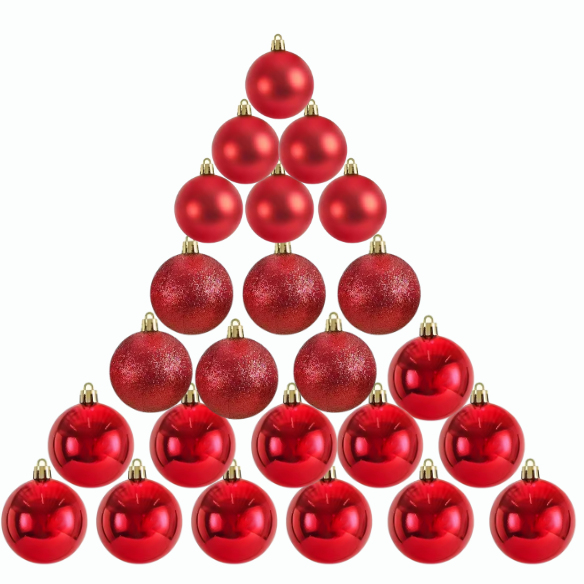 Red Christmas Ball Ornaments – 24-Piece Set, Shatterproof Holiday Decorations (Available in 3 cm, 4 cm, and 6 cm)